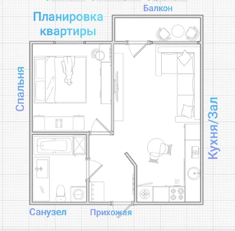 Квартира 1+1 в Батуми · Новый бульвар · 45 м² — Фото 9