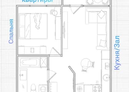 Квартира 1+1 в Батуми · Новый бульвар · 45 м²